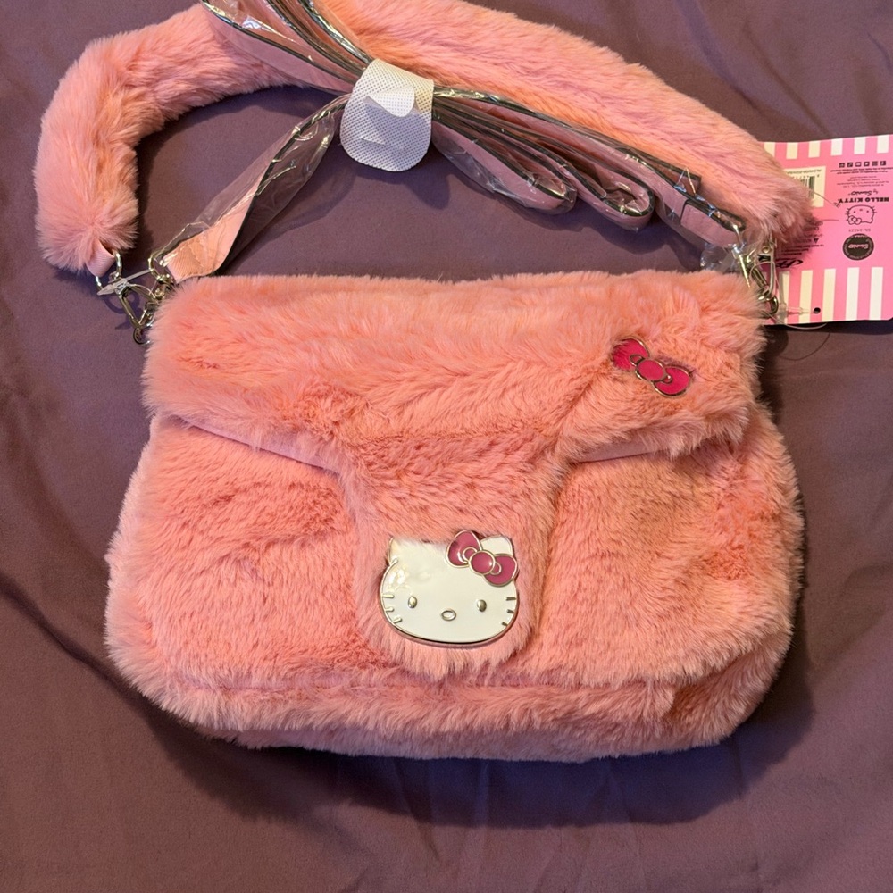 Brand New with with tags Sanrio Hello Kitty Handbag for Women | Faux Fur Purse